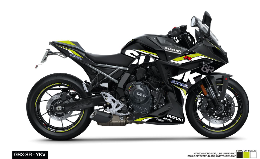 Kit Adesivi Sport Suzuki Ecstar Lime per GSX-8R Nero